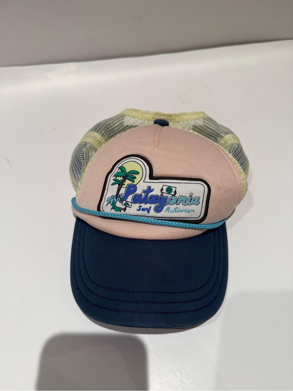 Patagonia Surf Activist Mesh Back Trucker Hat Pink Blue Palm Tree Snapback